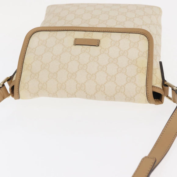 GUCCI GG Supreme Shoulder Bag PVC White Gold 223666 Auth ka1153