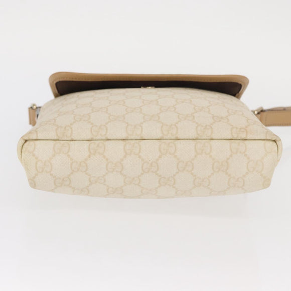 GUCCI GG Supreme Shoulder Bag PVC White Gold 223666 Auth ka1153