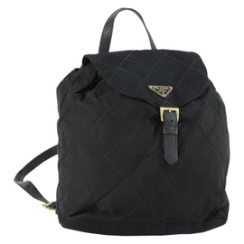 PRADA Backpack Nylon Black Gold Auth ka1154