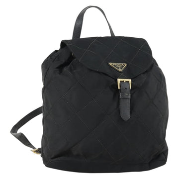 PRADA Backpack Nylon Black Gold Auth ka1154