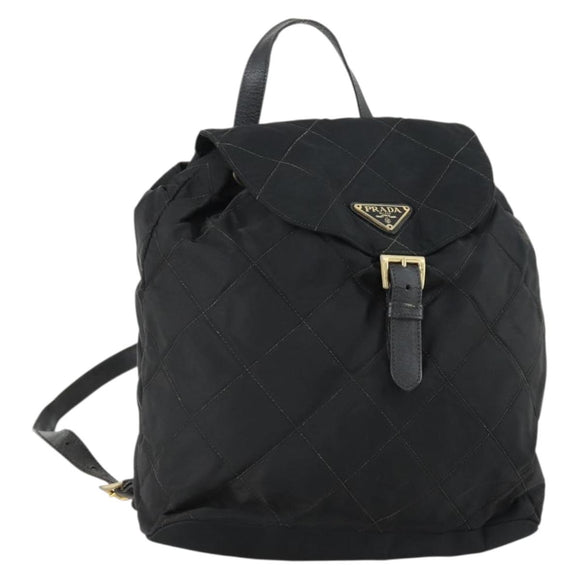 PRADA Backpack Nylon Black Gold Auth ka1154
