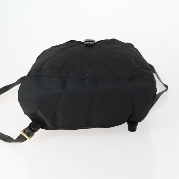 PRADA Backpack Nylon Black Gold Auth ka1154
