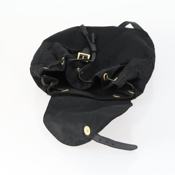 PRADA Backpack Nylon Black Gold Auth ka1154