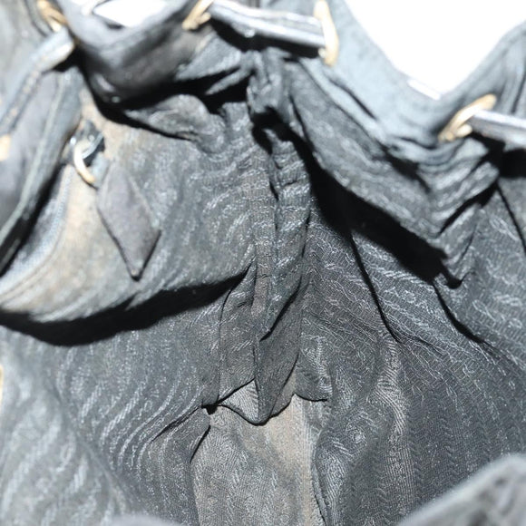PRADA Backpack Nylon Black Gold Auth ka1154
