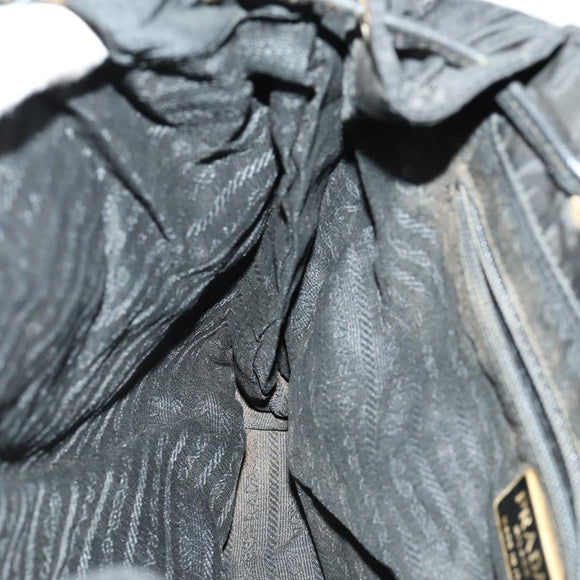PRADA Backpack Nylon Black Gold Auth ka1154
