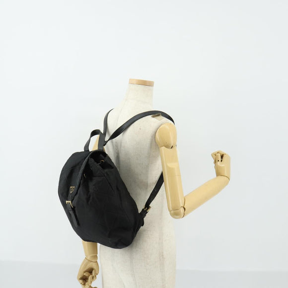 PRADA Backpack Nylon Black Gold Auth ka1154