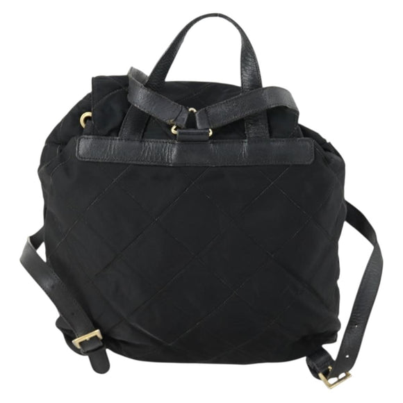 PRADA Backpack Nylon Black Gold Auth ka1154