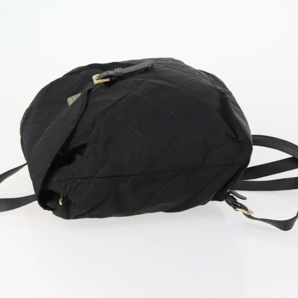 PRADA Backpack Nylon Black Gold Auth ka1154