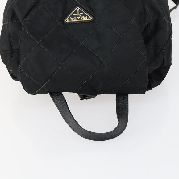 PRADA Backpack Nylon Black Gold Auth ka1154