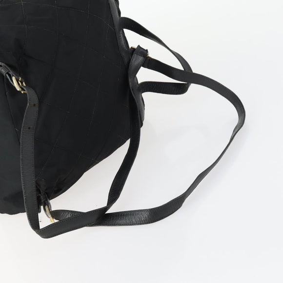PRADA Backpack Nylon Black Gold Auth ka1154