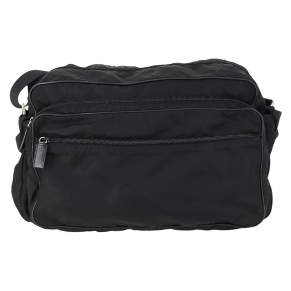 PRADA Shoulder Bag Nylon Black Silver Auth ka1156