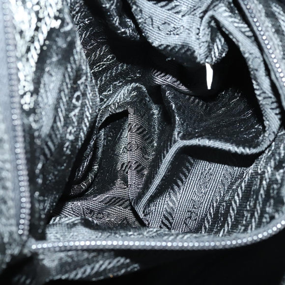 PRADA Shoulder Bag Nylon Black Silver Auth ka1156