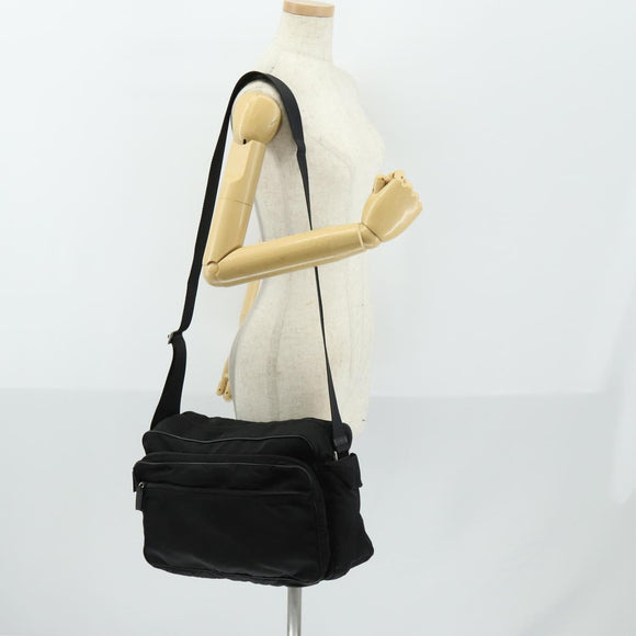 PRADA Shoulder Bag Nylon Black Silver Auth ka1156
