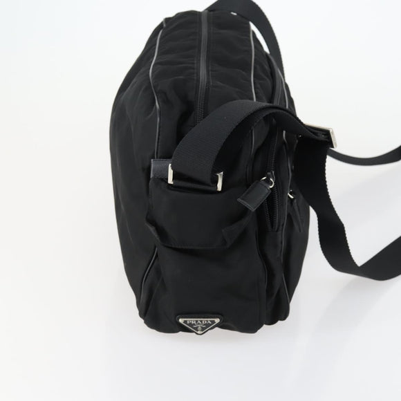 PRADA Shoulder Bag Nylon Black Silver Auth ka1156