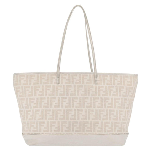 FENDI Zucca Canvas Tote Bag Beige Gold Auth ka1157