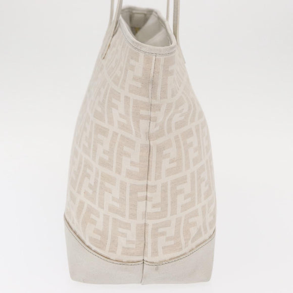 FENDI Zucca Canvas Tote Bag Beige Gold Auth ka1157