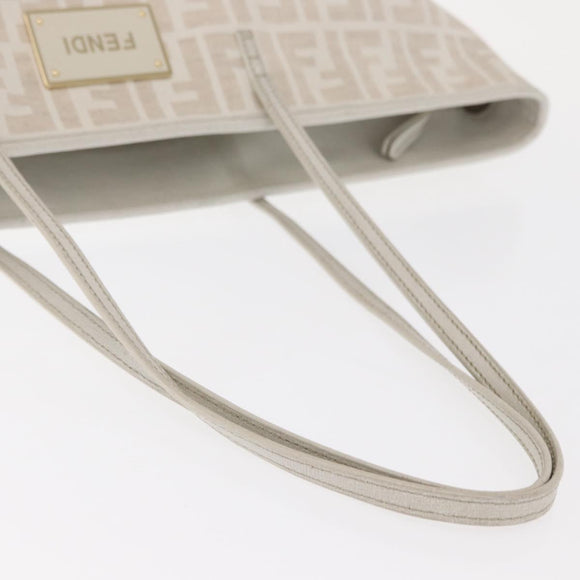FENDI Zucca Canvas Tote Bag Beige Gold Auth ka1157