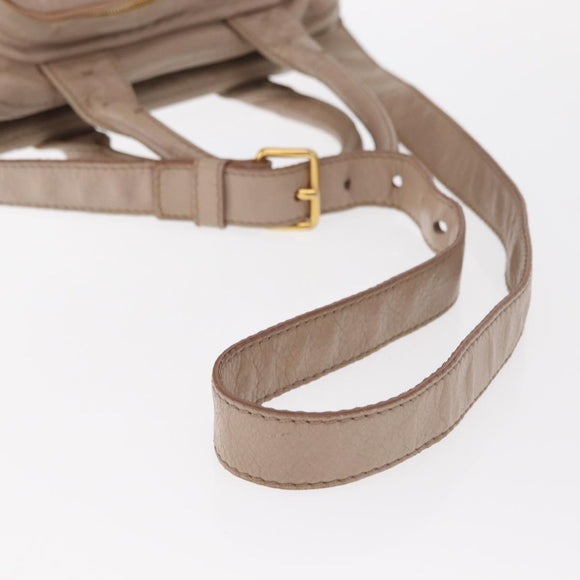 PRADA Hand Bag Leather 2way Beige Gold Auth ka1158