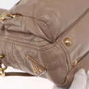 PRADA Handtasche Leder 2-Wege Beige Gold Auth ka1158-18