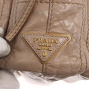 PRADA Handtasche Leder 2-Wege Beige Gold Auth ka1158-20