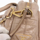 PRADA Hand Bag Leather 2way Beige Gold Auth ka1158-18