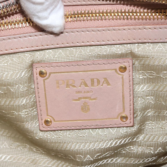 PRADA Handtasche Leder 2-Wege Beige Gold Auth ka1158