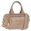 PRADA Handtasche Leder 2-Wege Beige Gold Auth ka1158-1