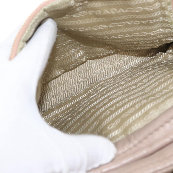 PRADA Hand Bag Leather 2way Beige Gold Auth ka1158