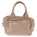PRADA Handtasche Leder 2-Wege Beige Gold Auth ka1158-2
