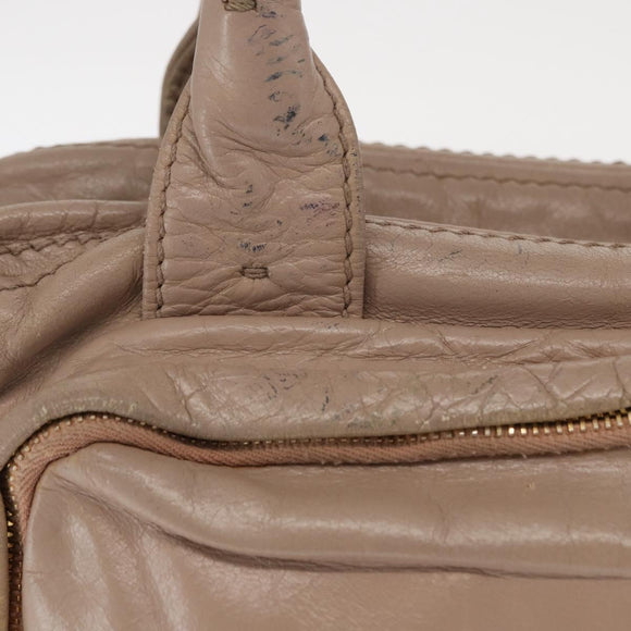 PRADA Handtasche Leder 2-Wege Beige Gold Auth ka1158