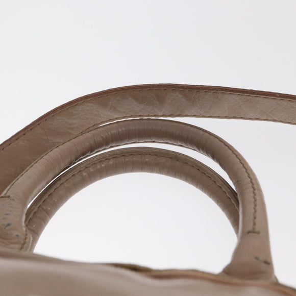 PRADA Hand Bag Leather 2way Beige Gold Auth ka1158