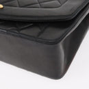 CHANEL Matelasse Chain Diana Shoulder Bag Lamb Skin Black Gold CC Auth ka115V-12