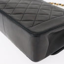 CHANEL Matelasse Chain Diana Shoulder Bag Lamb Skin Black Gold CC Auth ka115V-14