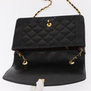 CHANEL Matelasse Chain Diana Shoulder Bag Lamb Skin Black Gold CC Auth ka115V-16