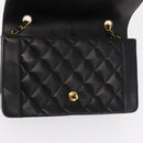 CHANEL Matelasse Chain Diana Shoulder Bag Lamb Skin Black Gold CC Auth ka115V-18