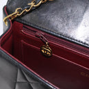 CHANEL Matelasse Chain Diana Shoulder Bag Lamb Skin Black Gold CC Auth ka115V-24