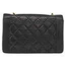 CHANEL Matelasse Chain Diana Shoulder Bag Lamb Skin Black Gold CC Auth ka115V-3