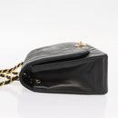 CHANEL Matelasse Chain Diana Shoulder Bag Lamb Skin Black Gold CC Auth ka115V-6