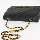 CHANEL Matelasse Chain Diana Shoulder Bag Lamb Skin Black Gold CC Auth ka115V-7