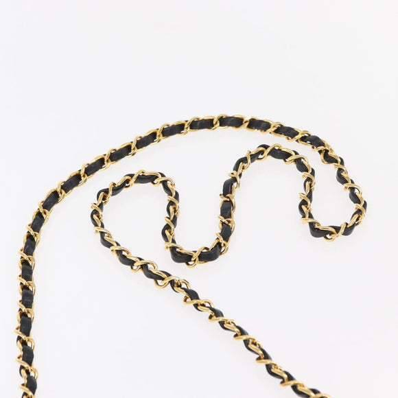 CHANEL Matelasse Chain Diana Shoulder Bag Lamb Skin Black Gold CC Auth ka115V