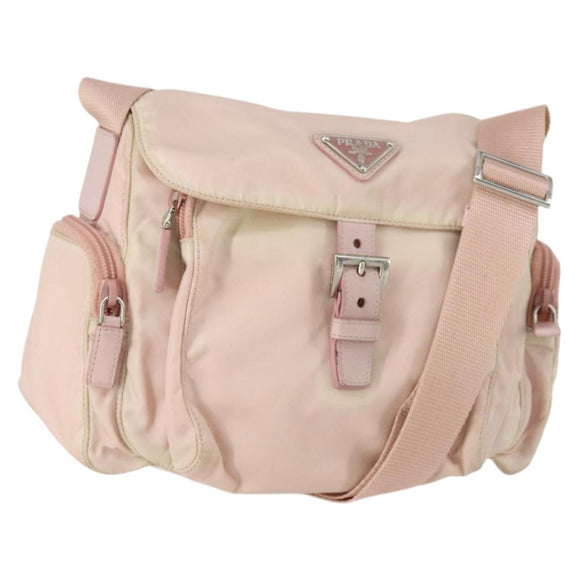 PRADA Shoulder Bag Nylon Pink Silver Auth ka1160