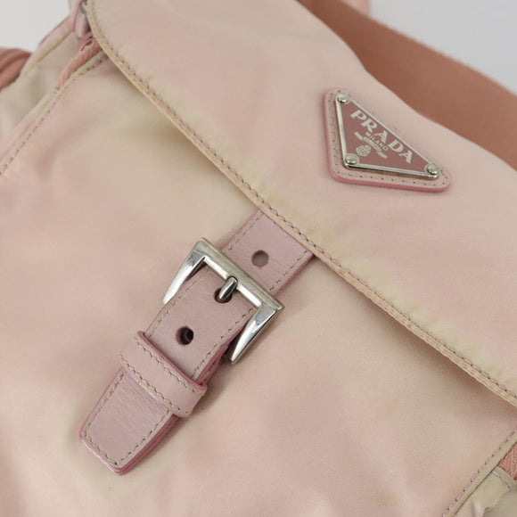 PRADA Shoulder Bag Nylon Pink Silver Auth ka1160
