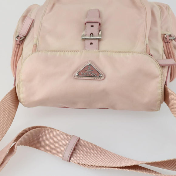 PRADA Shoulder Bag Nylon Pink Silver Auth ka1160