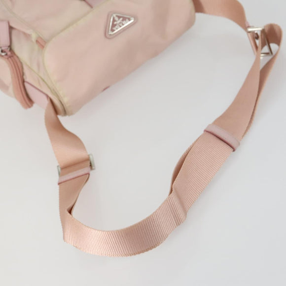 PRADA Shoulder Bag Nylon Pink Silver Auth ka1160