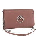 FENDI Chain Shoulder Bag Leather Pink Silver Auth ka1161-1