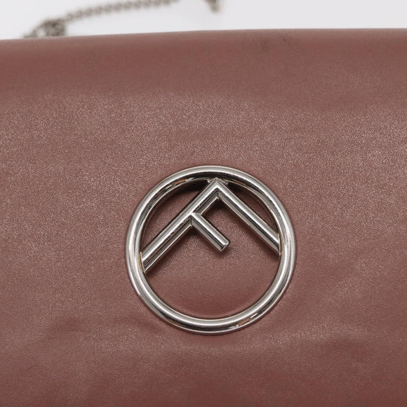 FENDI Chain Shoulder Bag Leather Pink Silver Auth ka1161