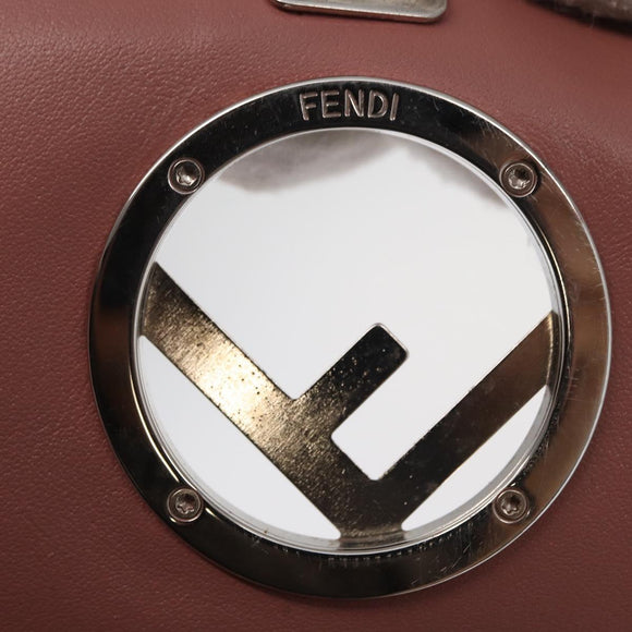 FENDI Chain Shoulder Bag Leather Pink Silver Auth ka1161