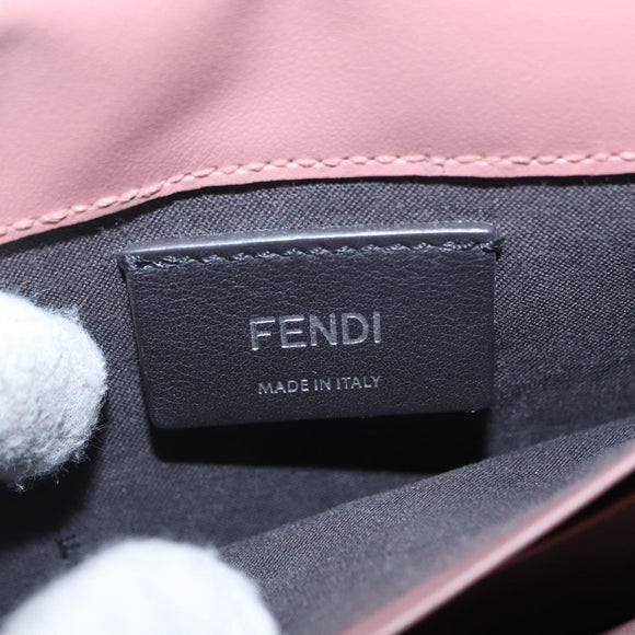 FENDI Chain Shoulder Bag Leather Pink Silver Auth ka1161