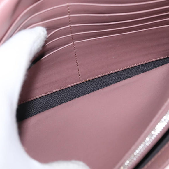 FENDI Chain Shoulder Bag Leather Pink Silver Auth ka1161