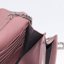 FENDI Chain Shoulder Bag Leather Pink Silver Auth ka1161-21